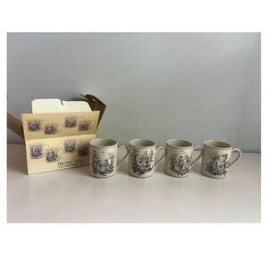 4 Black Toile I.Godinger & Co Coffee Mug Tea Cup Romantic European Toile Style